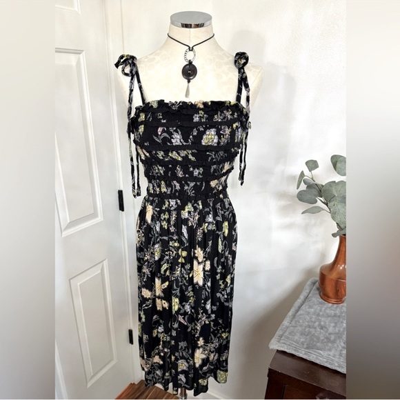 Free People Island Black Floral Midi Dress - Picture 2 of 5